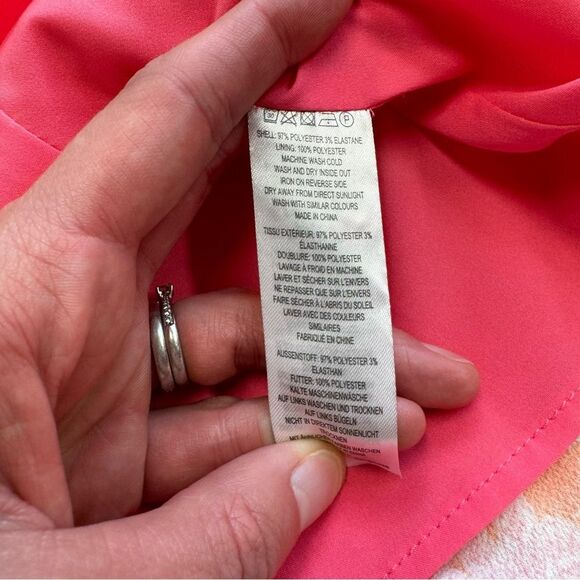 French Connection Women's Cossette Vero Crepe Midi Dress 6 Pink Orange White - Picture 7 of 15